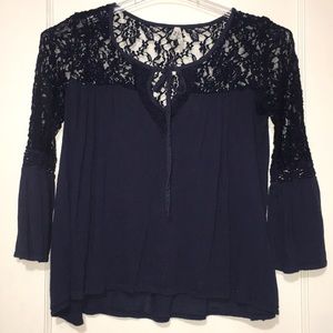 Navy blue lace blouse